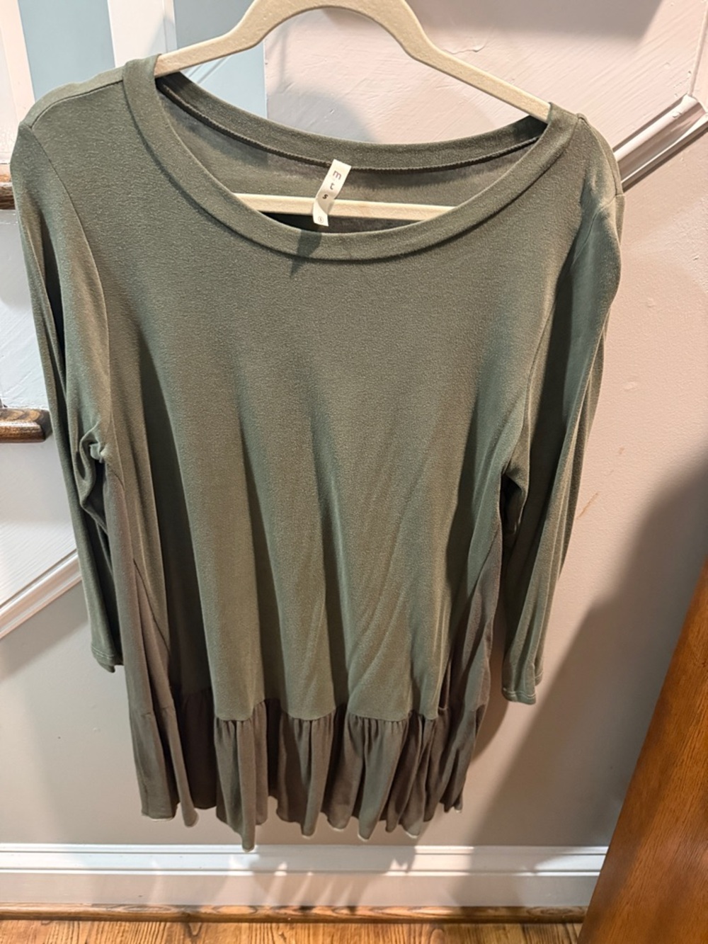 mts Olive Green Peplum 3/4 Sleeve Tunic